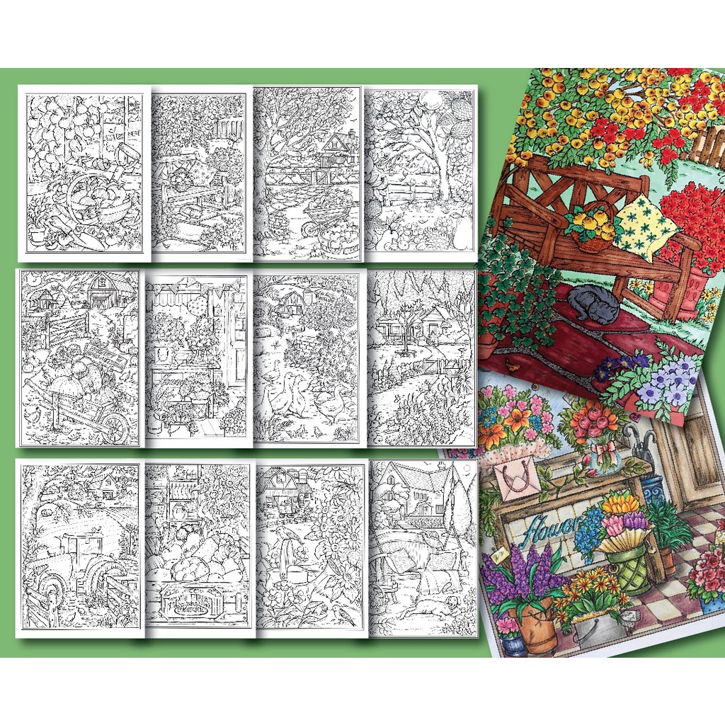 Tranh tô màu nước PC1 combo12 tranh, Giấy dầy đẹp dùng cho màu chì, maker, sáp dầu...