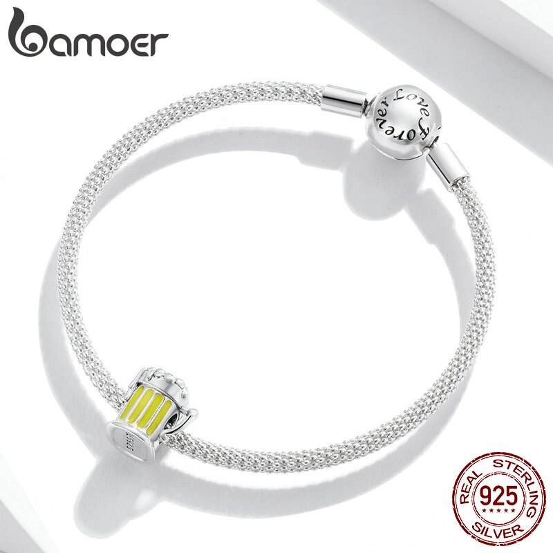 Hạt Trang Sức Bamoer SCC1671 Hình Cốc Bia Bằng Bạc Thật 925 Dùng Để Tự Làm Vòng Tay