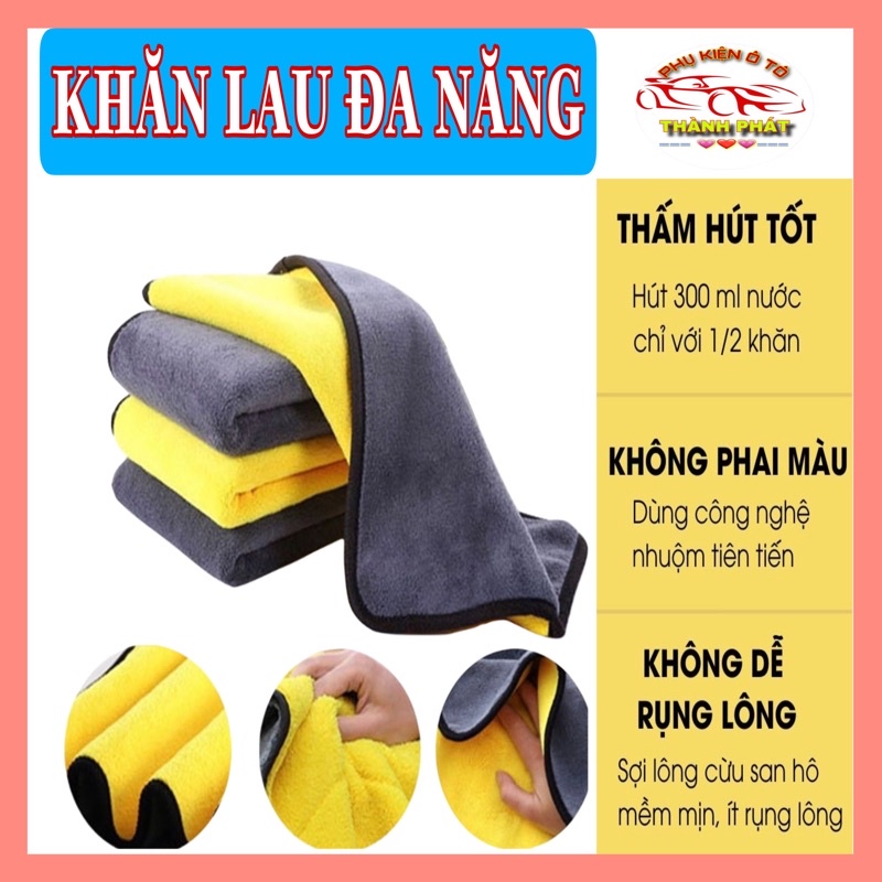 Khăn Lau Đa Năng 2 Lớp Chuyên Lau Ô Tô Xe Hơi Lau Bếp Lau Kính Lay Tay Hàng Dày Siêu Mềm Mịn Thấm Hút Không Đổ Lông