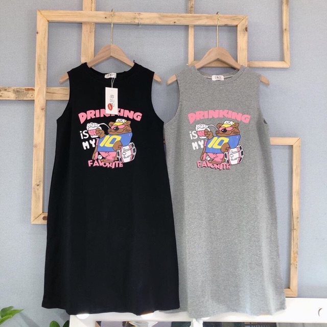Váy cotton sát nách hình gấu
