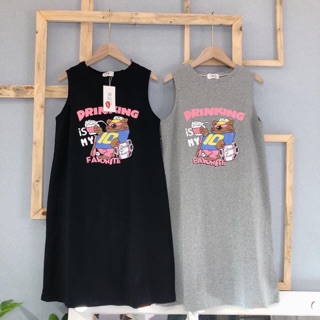 Váy cotton sát nách hình gấu