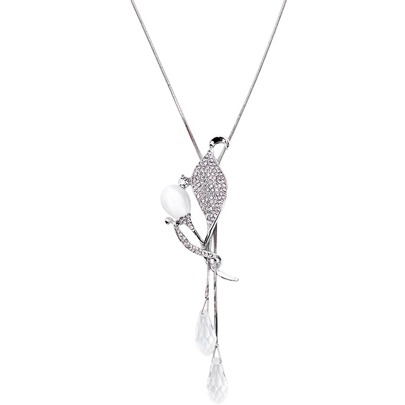 Vòng Cổ Dây Xích Tua Rua Mặt Lá Pha Lê Mới