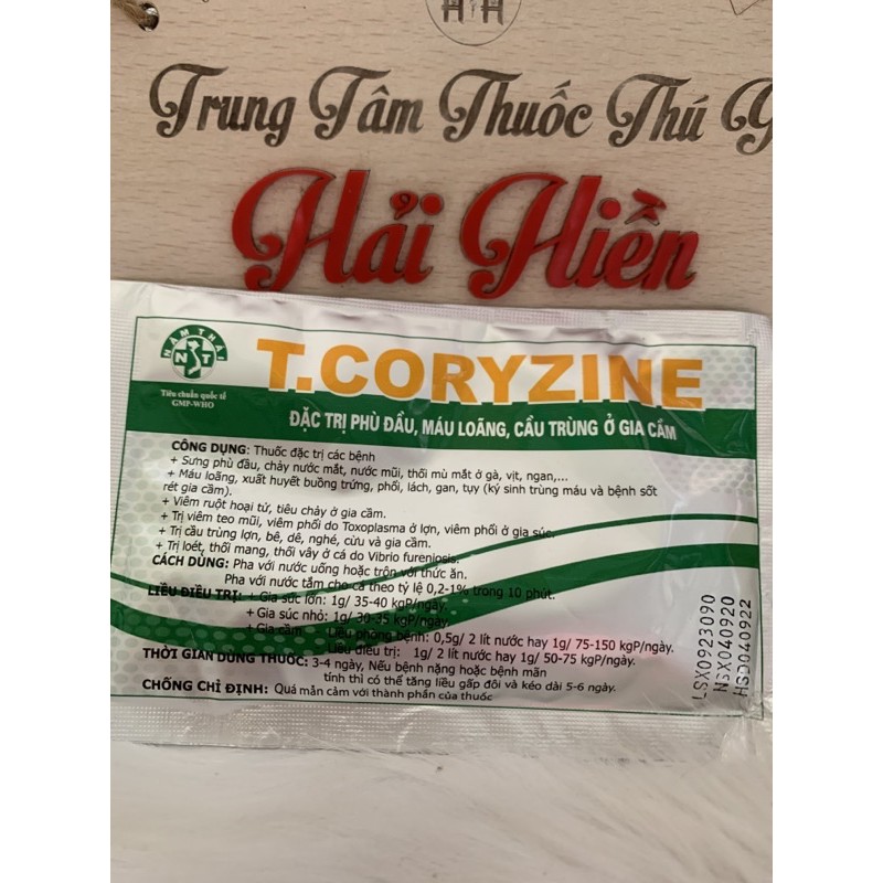 20g T CORYZINE - phù đầu, cầu trùng ở gà, heo, bê, nghé, thối mang ở cá