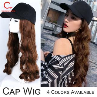 Mũ lưỡi trai gắn tóc giả dài uốn xoăn cho nữ