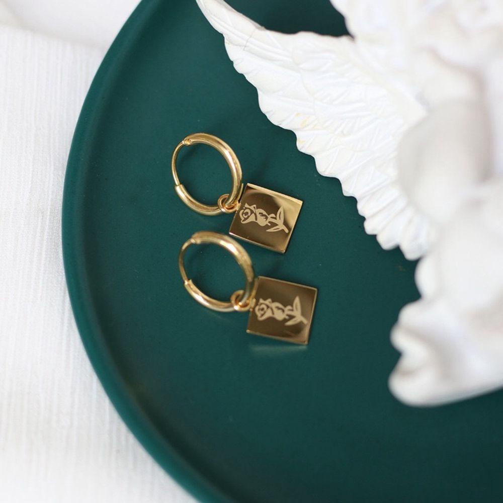 Bông Tai Hình Hoa Hồng / Tròn Bằng Kim Loại Phong Cách Hàn Quốc Thời Trang Cho Nữ