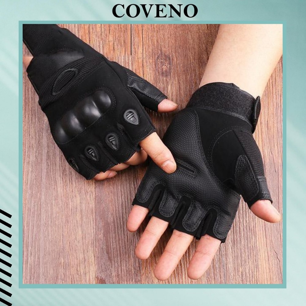 Găng tay xe máy Coveno găng tay đi phượt đi xe máy hở ngón có gù bảo vệ cực chất BG05