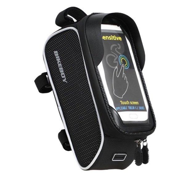 Túi Đựng Đồ Đựng Điện Thoại Cảm Ứng Treo Sườn Xe Đạp Thể Thao Màu Đen, Túi Treo Ghi Đông Xe Đạp Chống Nước Cao Cấp CB001