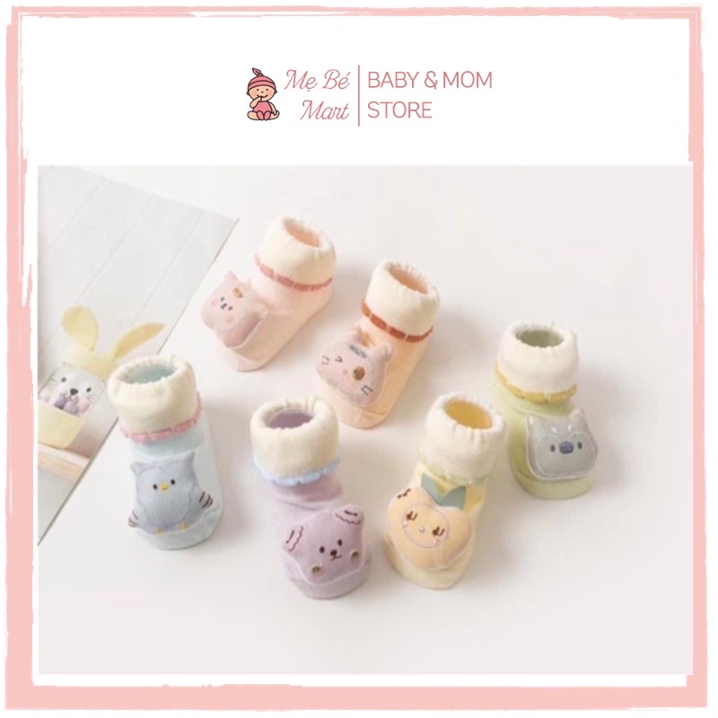 Set 2 Đôi Tất Thú Bông Chống Trượt Đáng Yêu Cho Bé 1m-9m