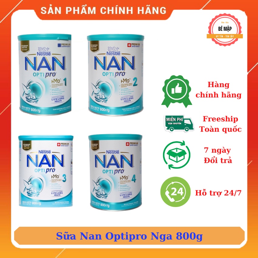 Sữa Nan Nga đủ số 1, 2, 3, 4 lon 800g mẫu mới