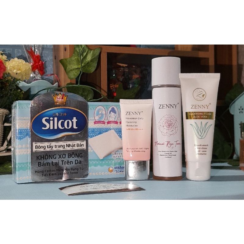 kem  zenny   trọn bộ đầy đủ, sữa rửa măt ,kem chống nắng  ,toner , tặng son,serum,bông tẩy trang