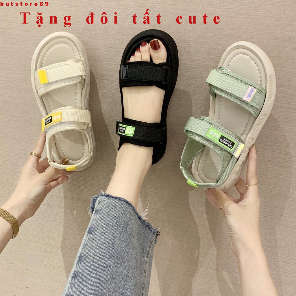 Dép sandal nữ đi học quai ngang đế cao su siêu mềm êm chân 2cm hàng loại 1 - Dép quai hậu nữ học sinh đế bằng 2cm