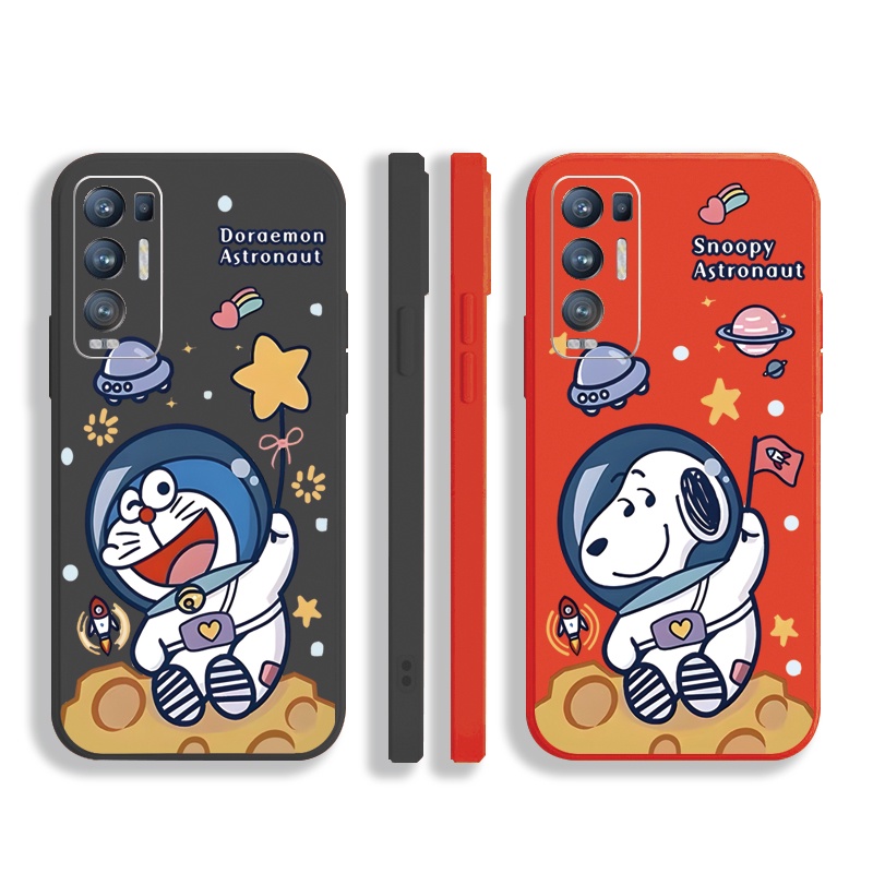 Ốp Điện Thoại Cạnh Vuông In Hình Doraemon/Phi Hành Gia Cho OPPO Reno6 Z 5G Reno 5 Pro 4 3 Reno2 Z F A95 5G A76 A96 4G