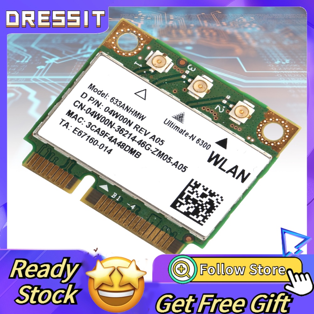 Card Wifi Không Dây Mini Pci-E 450m 2.4 / 5ghz Cho Laptop Asus Dell