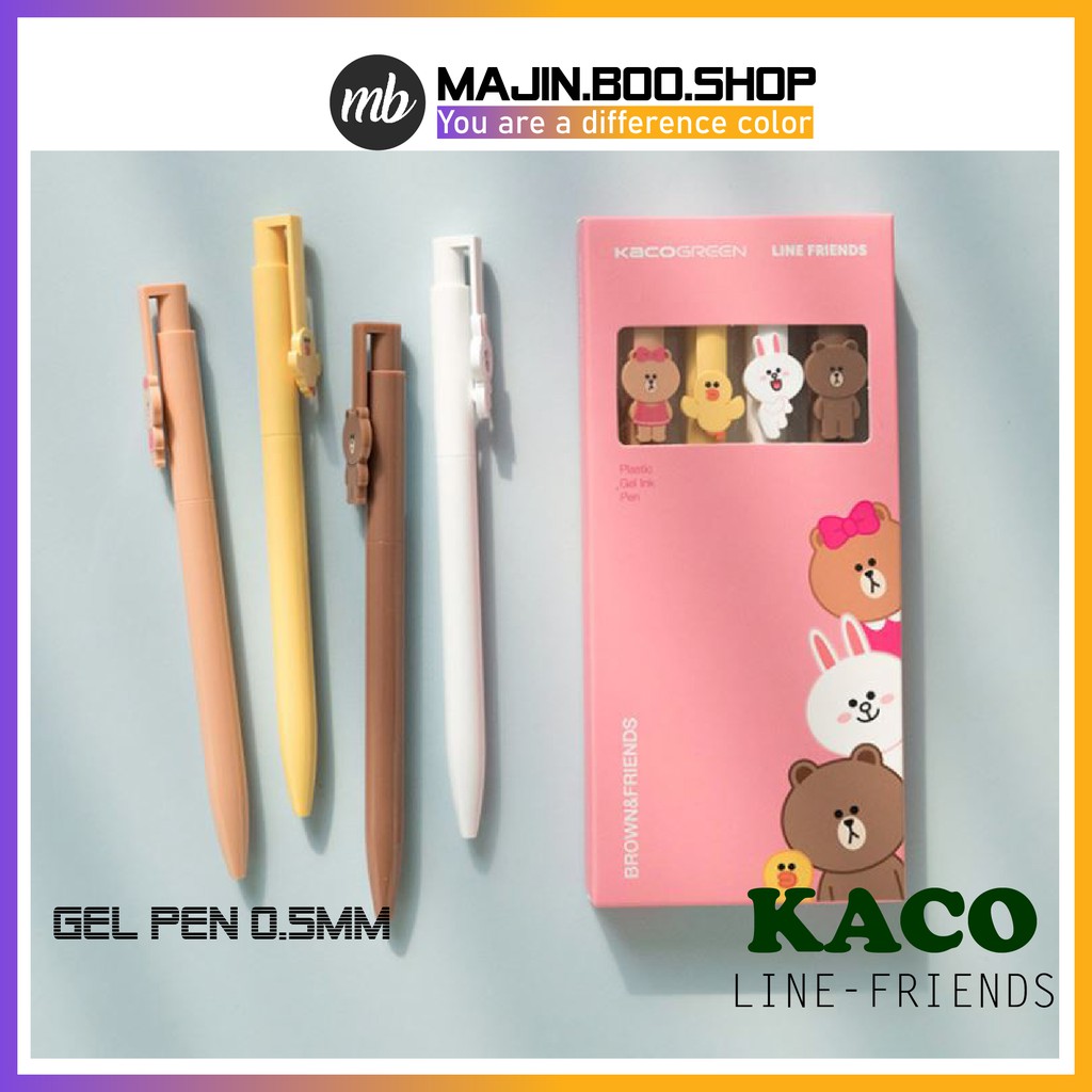 Bộ bút KACO LINE FRIENDS Gấu nâu Cony Rabbit Limited Gel Pen (Hàng chính hãng)