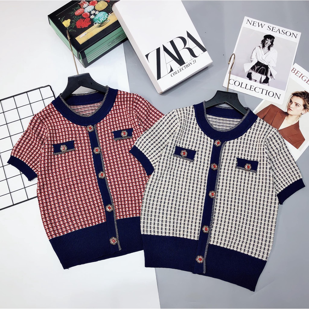 Áo len nhũ Kẻ 2 màu cúc hoa mã 023 (kèm ảnh thật,video) | BigBuy360 - bigbuy360.vn