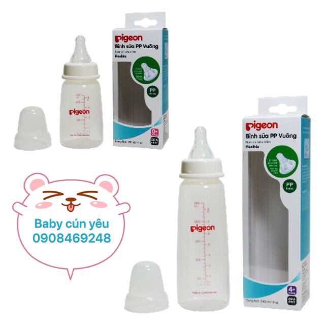 [CHÍNH HÃNG]Bình sữa PP Vuông cao cấp cổ hẹp 120ml- 240ml