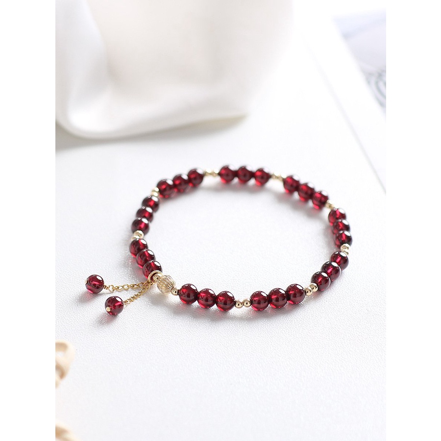 Vòng Tay Đính Đá Pha Lê Garnet Tự Nhiên Thiết Kế Đơn Giản Tinh Tế Cho Nữ