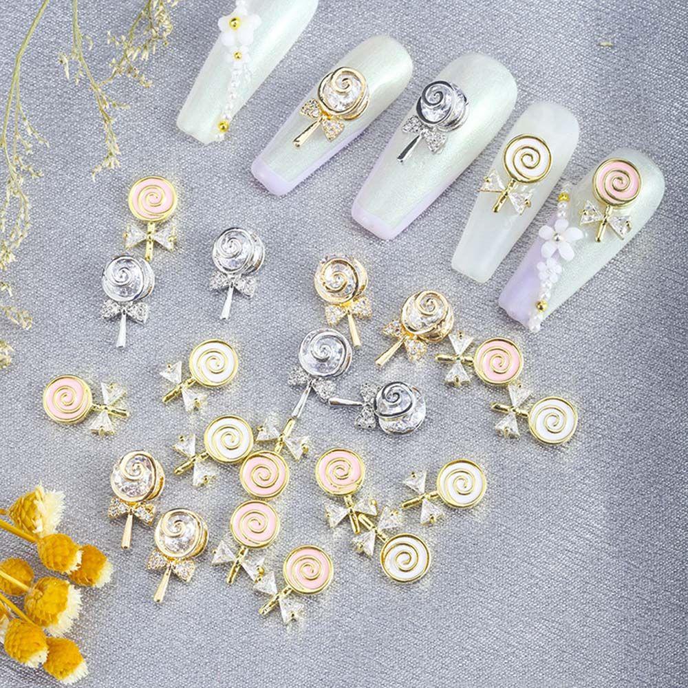 Móng Tay Giả Hình Kẹo Mút QQMALL|Phụ Kiện Trang Trí Móng Tay DIY Hình Kẹo Mút Lấp Lánh Sang Trọng