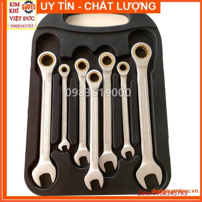 Bộ cờ lê vòng miệng tự động đảo chiều hãng Kapusi Nhật Bản 7 chi tiết - Bộ cờ lê tròng cóc Kapusi (Bộ chìa khóa)