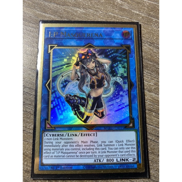 Thẻ bài Yugioh I:P Masquerena - MGED-EN035 - Premium Gold Rare 1st Edition