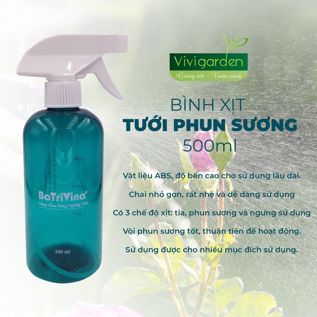 Bình xịt tưới phun sương dung tích 500ml cho cây trồng, ươm giống nhựa tốt, bền, an toàn ảnh thật