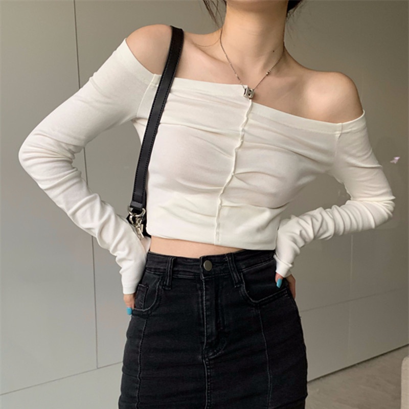 Áo Thun Trễ Vai Thiết Kế Quyến Rũ Độc Đáo Cho Nữ