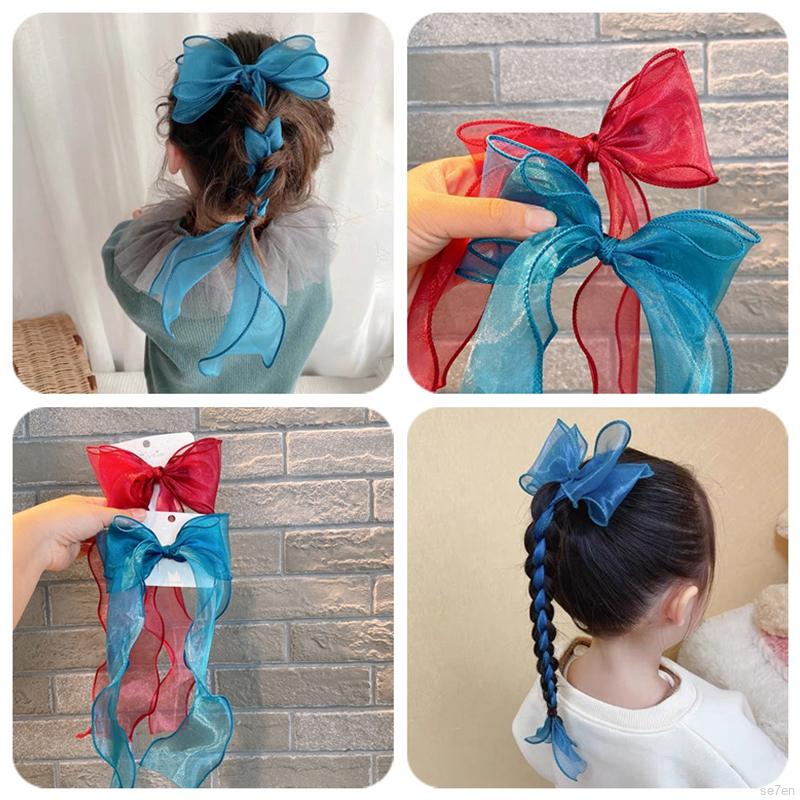 Set 7 kẹp tóc nơ màu trơn thời trang xinh xắn cho bé gái