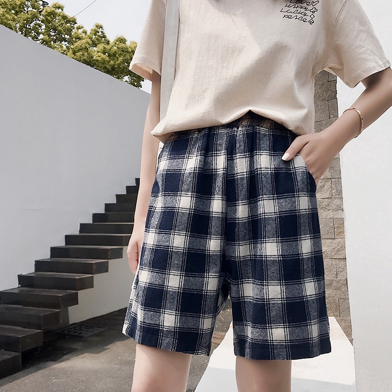 SUXI Quần Sọt Lưng Cao Dáng Rộng Thiết Kế Đơn Giản Hợp Thời Trang