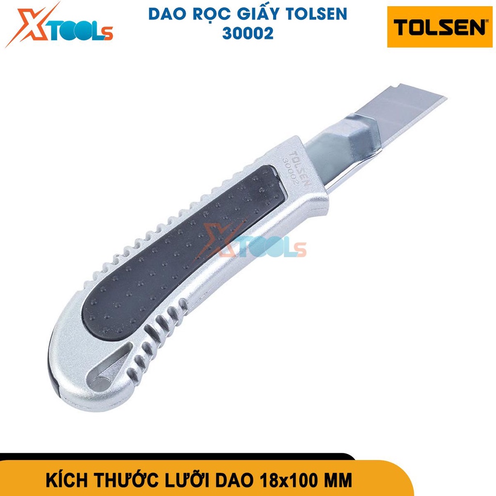 Dao rọc giấy Tolsen 30002 lưỡi thép cao cấp tay cầm nhựa ABS và TPR thiết kế vừa vặn cầm nắm dễ dàng[CHÍNH HÃNG][XTOOLS]