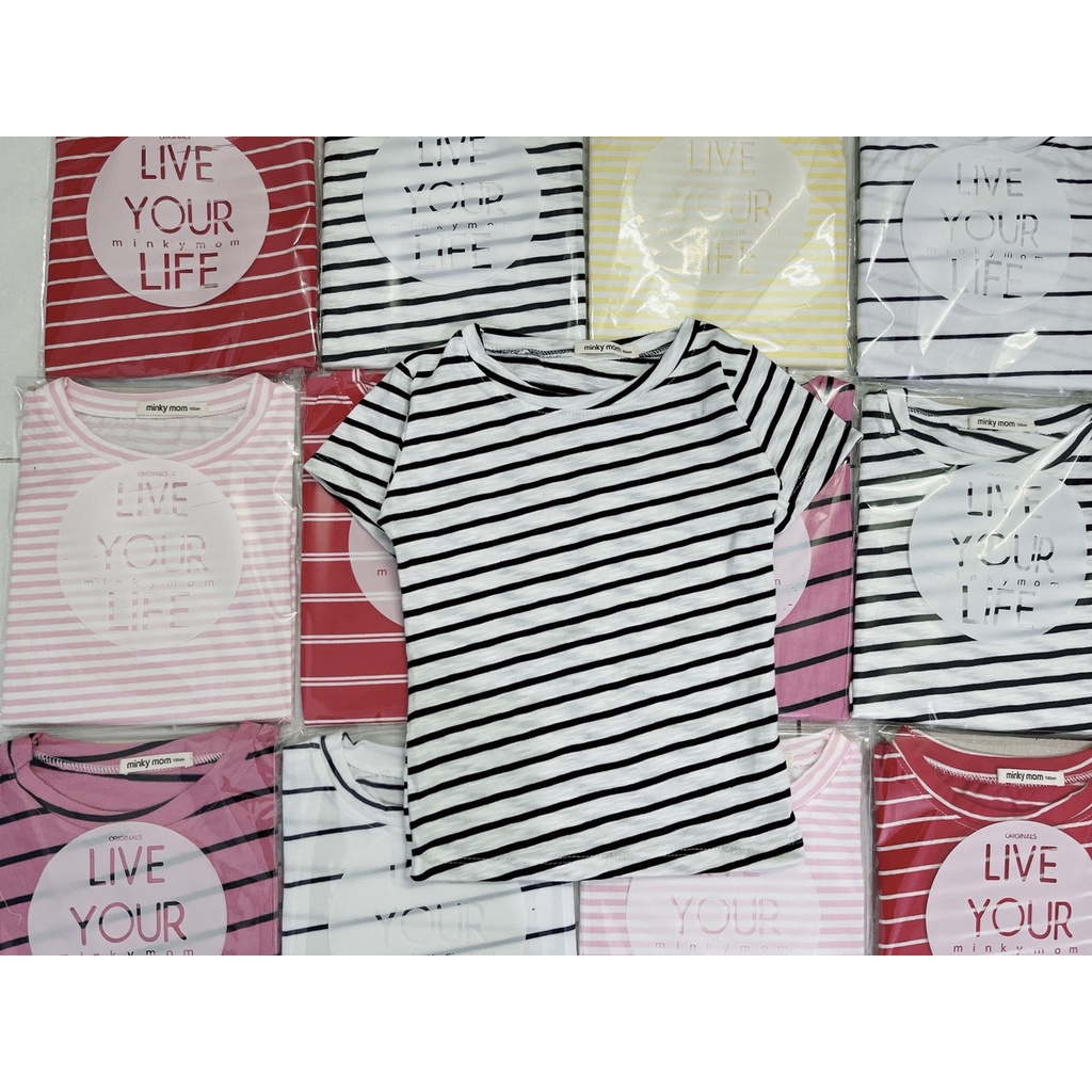 Áo kẻ sọc MINKY siêu mịn mát-áo thun cotton sọc bé trai bé gái