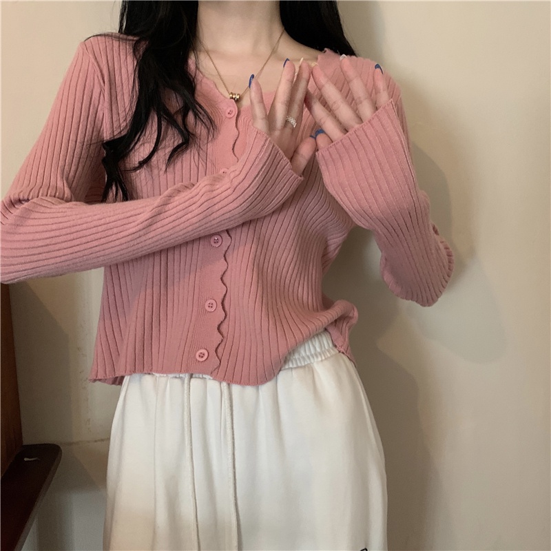 Áo len nữ hàn quốc 2021, áo len cổ chữ v màu hồng, đen trắng thời trang thu đông