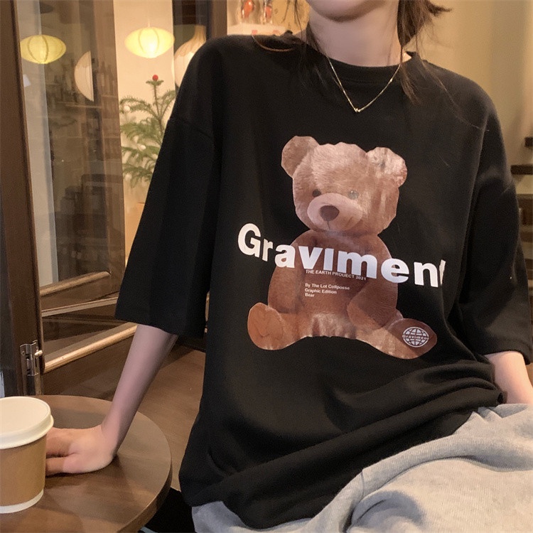 NRVP Áo Thun Nữ Ngắn Tay In Chữ Phong Cách Hàn Quốc