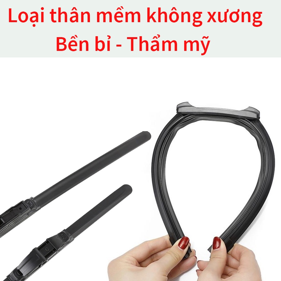 1 Cặp gạt mưa khung mềm xe Hyundai Grand I10, Getz,Accent,Azera,Elantra,Santa Fe,Sonata cần gạt silicon mềm cao cấp