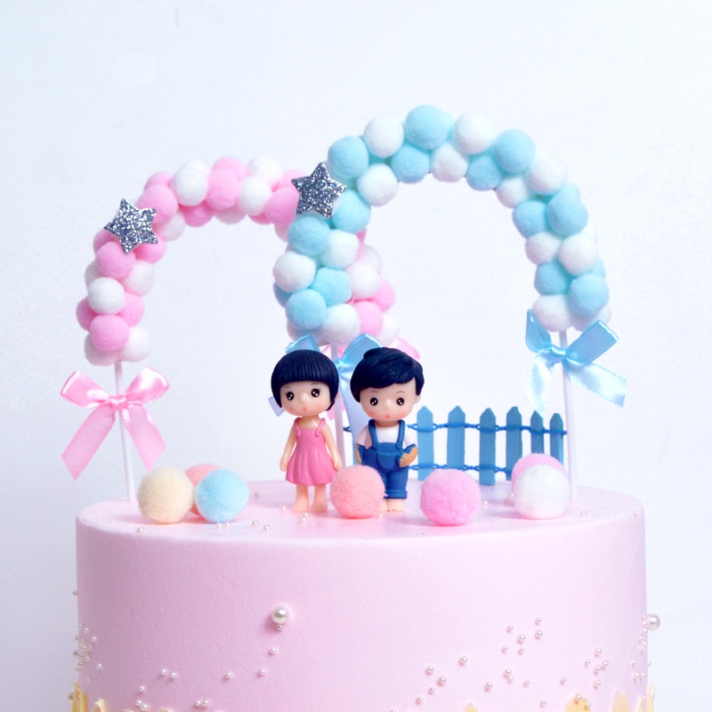 Que Cắm Trang Trí Bánh Kem Gắn Bóng Lông Dễ Thương