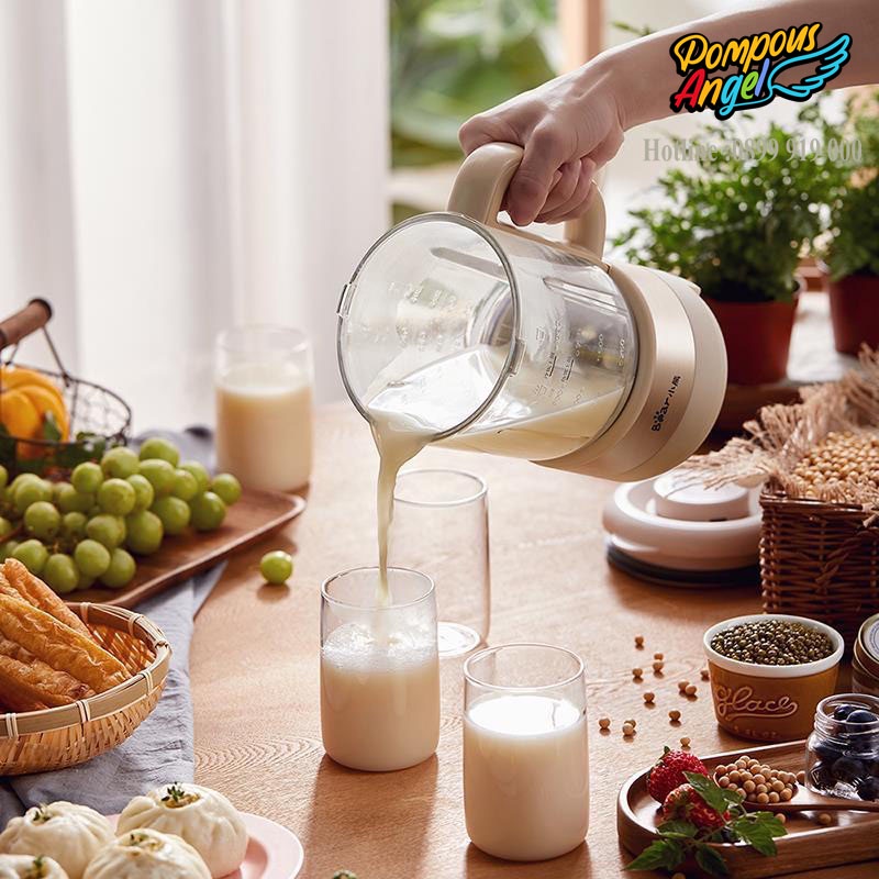 Máy xay nấu làm sữa hạt , sinh tố đa năng BEAR màu kem, dung tích 1L cao cấp bảo hành 12 tháng