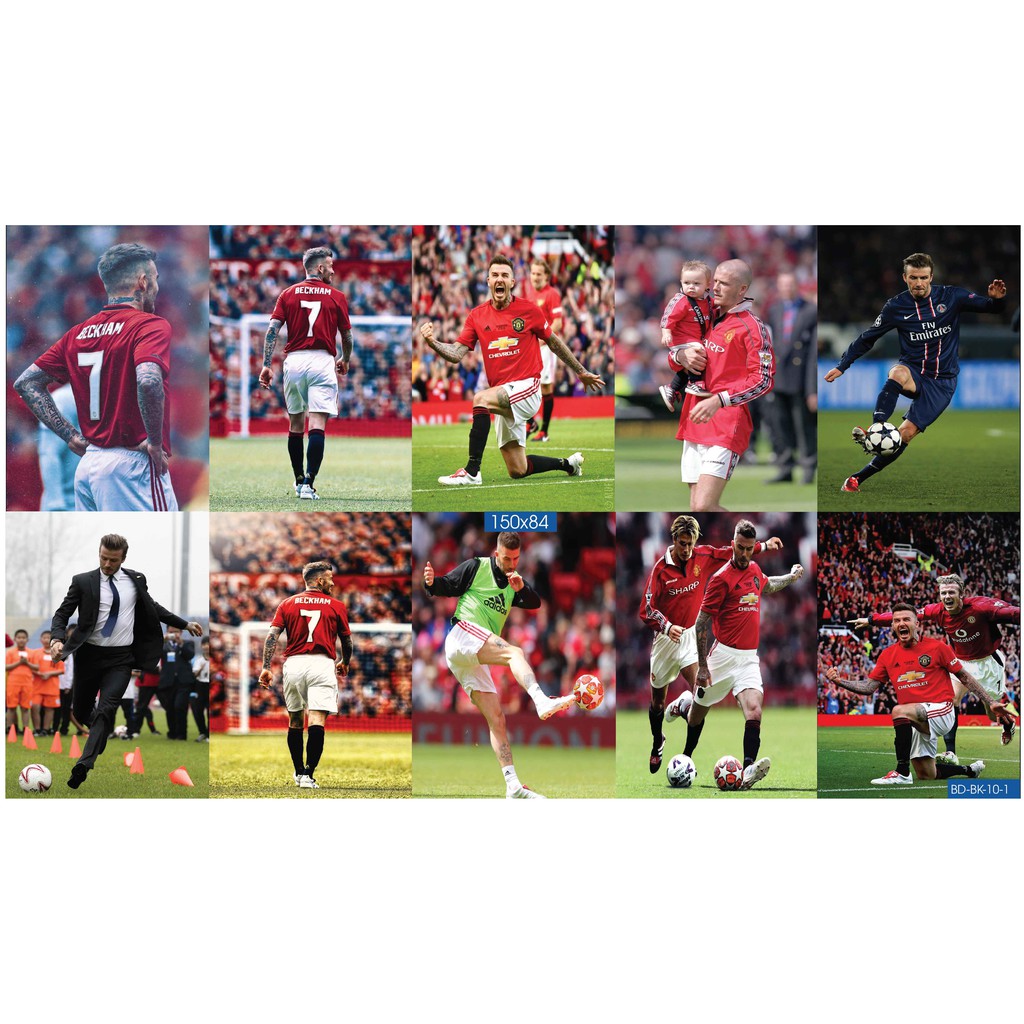 Combo Set 10 tờ Decal dán tường cầu thủ David Beckham, Kaka