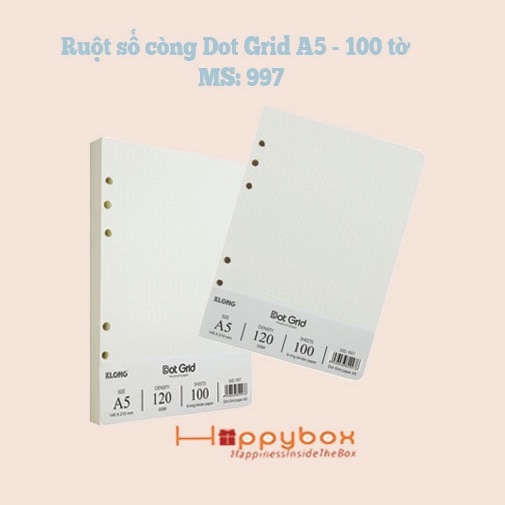 Ruột sổ còng Klong Dot Grid A5 - 100 tờ; MS: 997