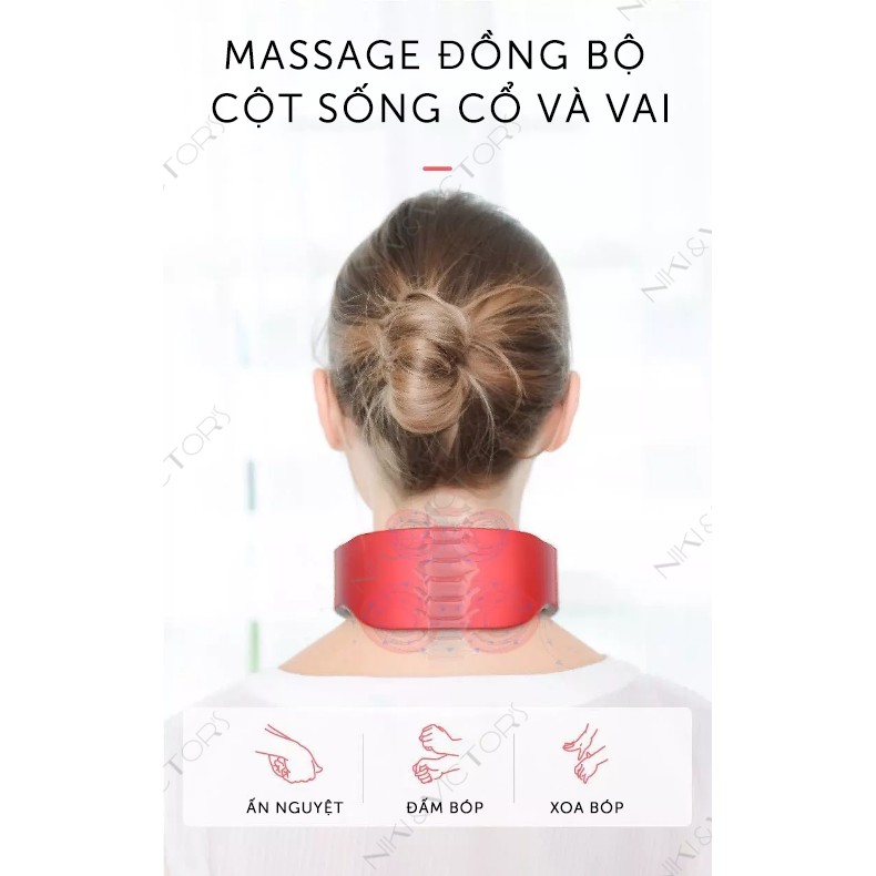 Máy Massage Cổ Và Vai Gáy Thông Minh 4 Điện Cực, 6 Chế Độ Massage , 9 Mức Cường Độ.