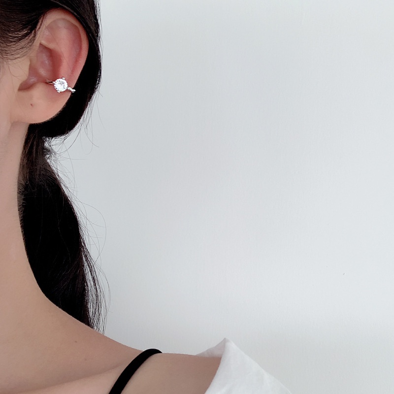 Khuyên Tai Mạ Bạc 925 Đính Đá Zircon Phong Cách Hàn Quốc Sang Trọng Cho Nữ