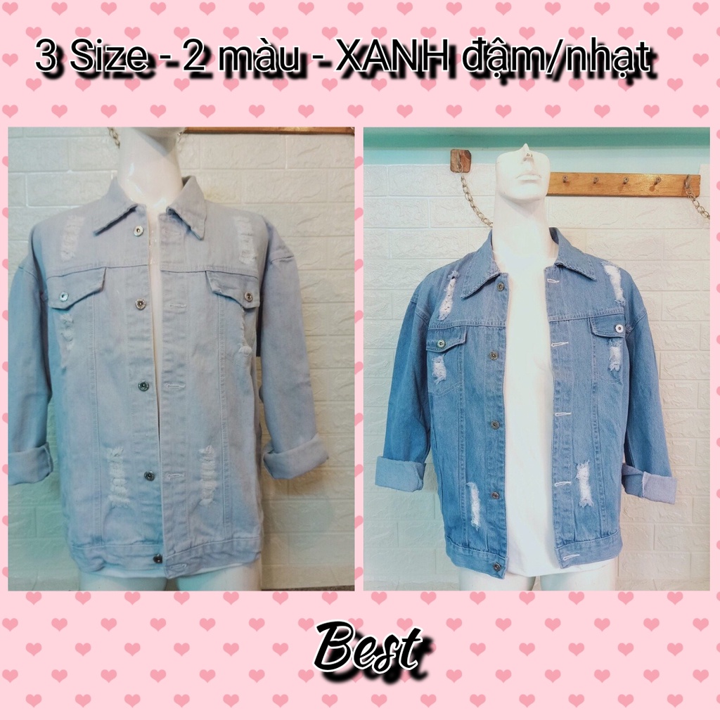 Áo khoác jeans thời trang phong cách dành cho nam rách vai, áo dù nữ fashion best
