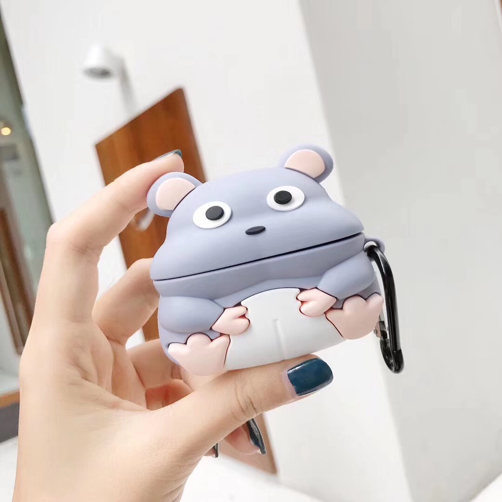 Funny 3d Gray Mouse Casing AirPods Pro Case Silicone With Keychain Casing AirPods Case For AirPods 3 AirPod 1 2 Cover