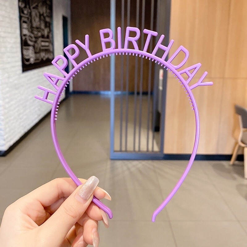 băng đô cài tóc nhựa Happy Birthday vương miện đeo ngày sinh nhật nhiều màu dễ thương