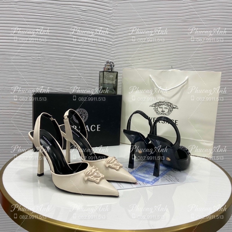 Sandal Versac 2 Màu Trắng Đen