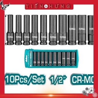 1/2" bộ đầu tuýp 10 chi tiết 78mm total thkisd12102l
