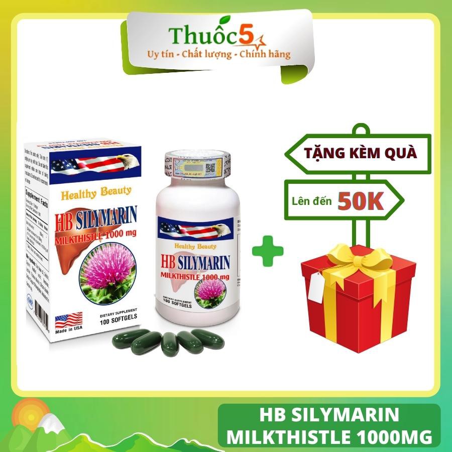 Viên Uống Bổ Gan HB Silymarin Milkthistle 1000mg Hỗ Trợ Tăng Cường Chức Năng Thải Độc Gan Hộp 100 Viên