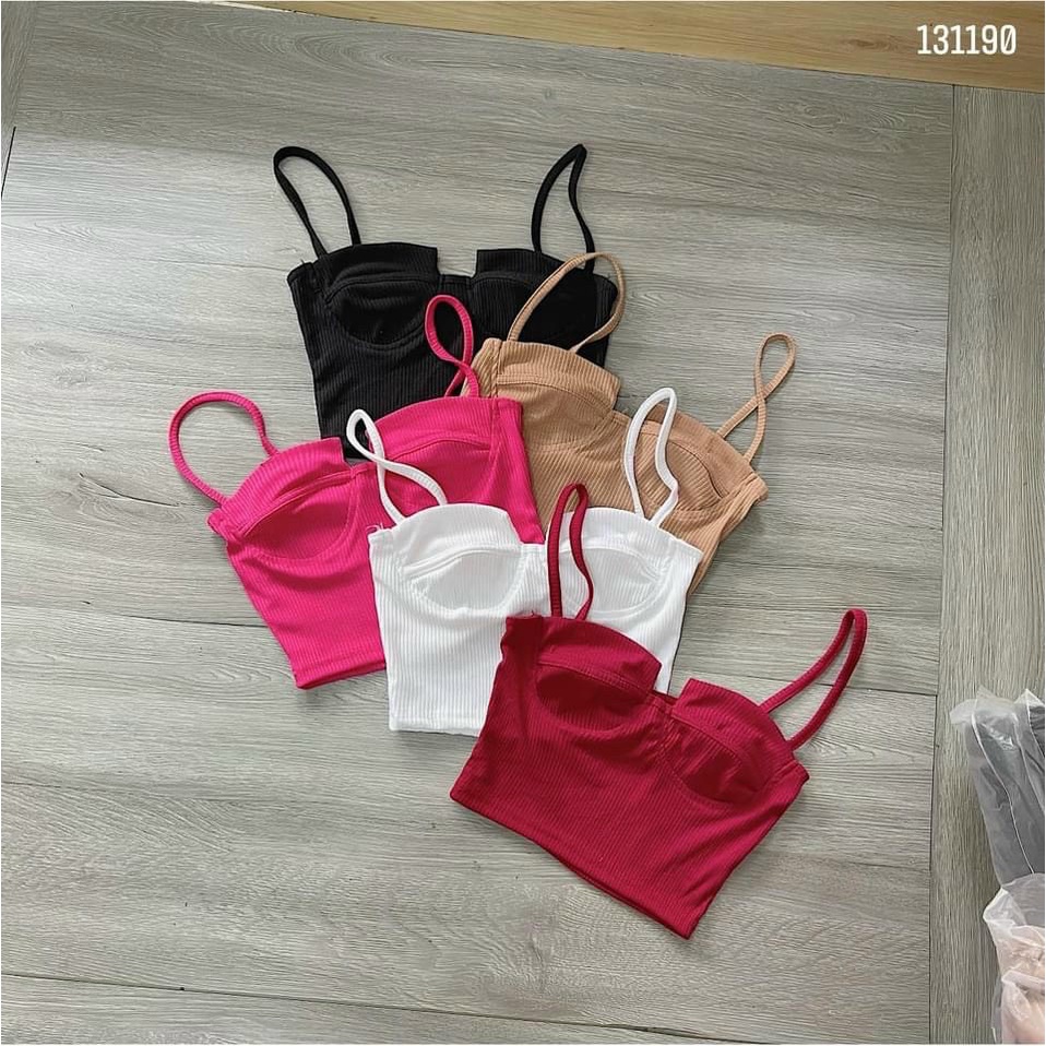 [KÈM VIDEO] Áo 2 dây thun gân khoét ngực croptop ôm body