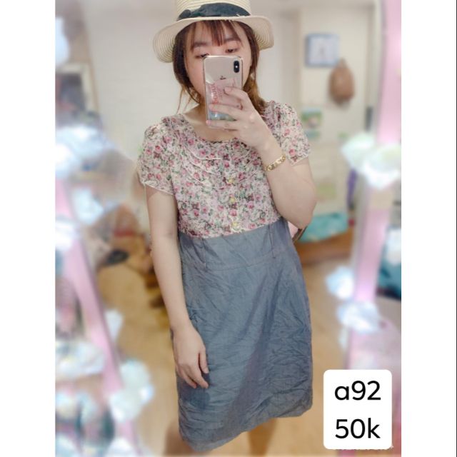 Đầm suông họa tiết vintage size M/L. A92
