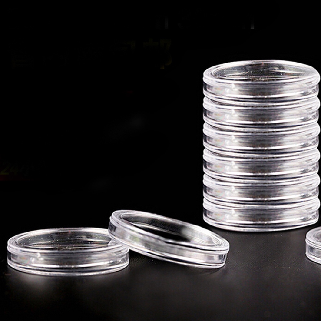 Set 10 Hộp Tròn Trong Suốt Đựng Tiền Xu 19mm