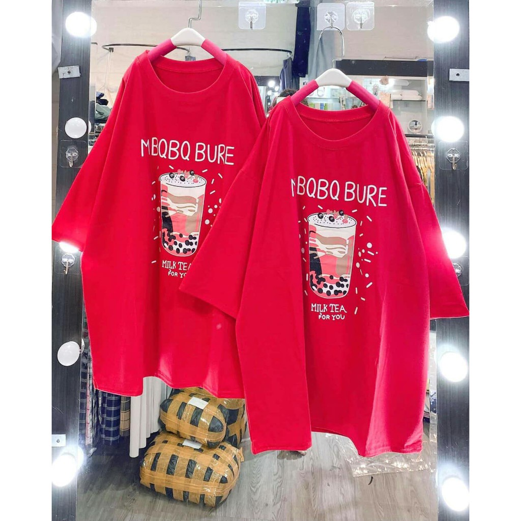 Áo phông nam nữ trà sữa MBQ Milk Tea BIGOMALL - Áo thun unisex ngắn tay Freesize 55kg
