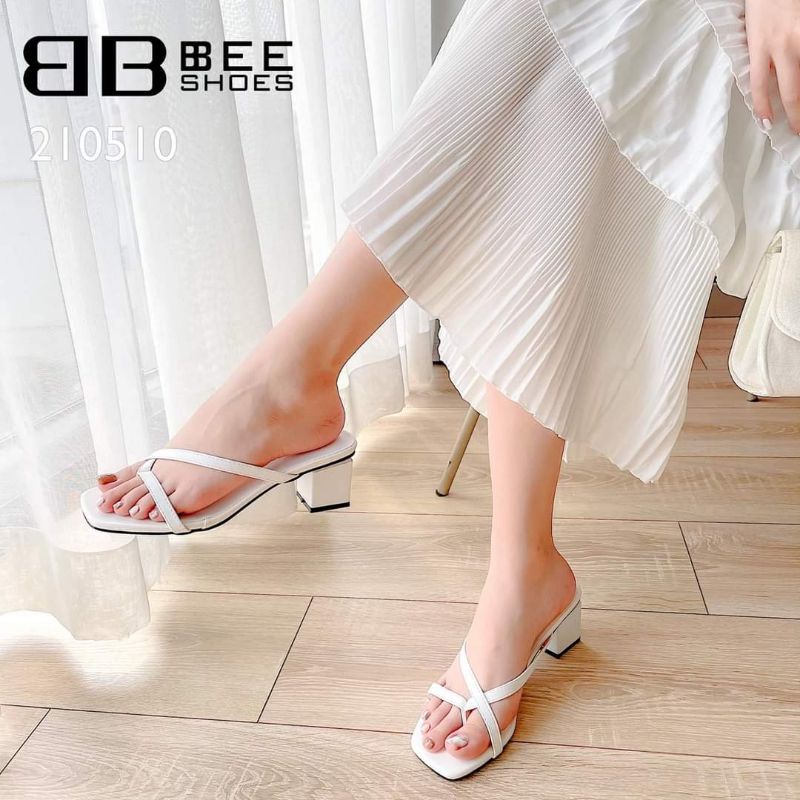 Giày sandal nữ xỏ ngón cao 3cm thời trang quai mảnh gót vuông cách điệu - LATYS